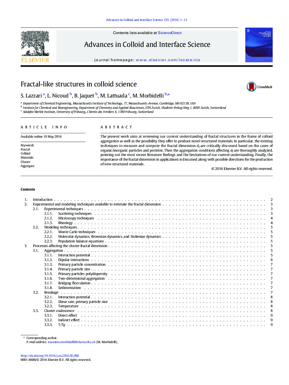 Fractal-like structures in colloid science