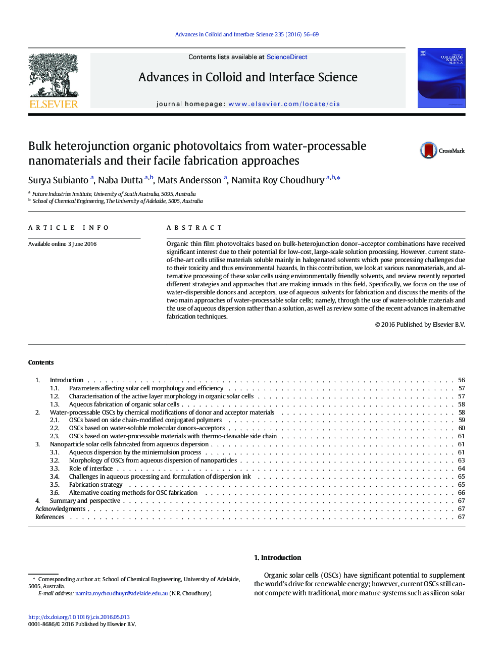 Bulk heterojunction organic photovoltaics from water-processable nanomaterials and their facile fabrication approaches