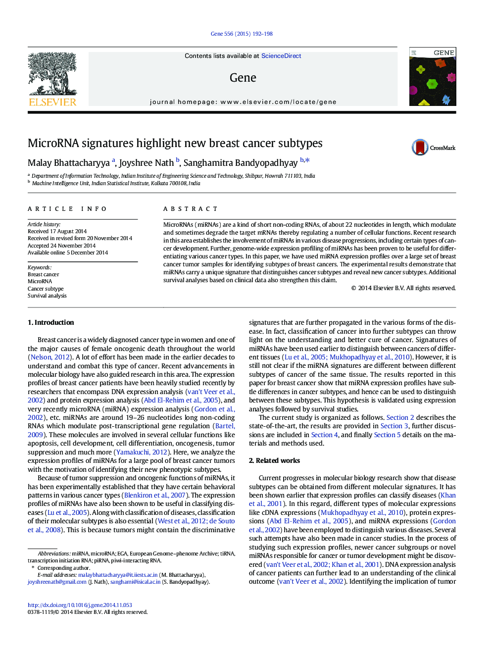 MicroRNA signatures highlight new breast cancer subtypes