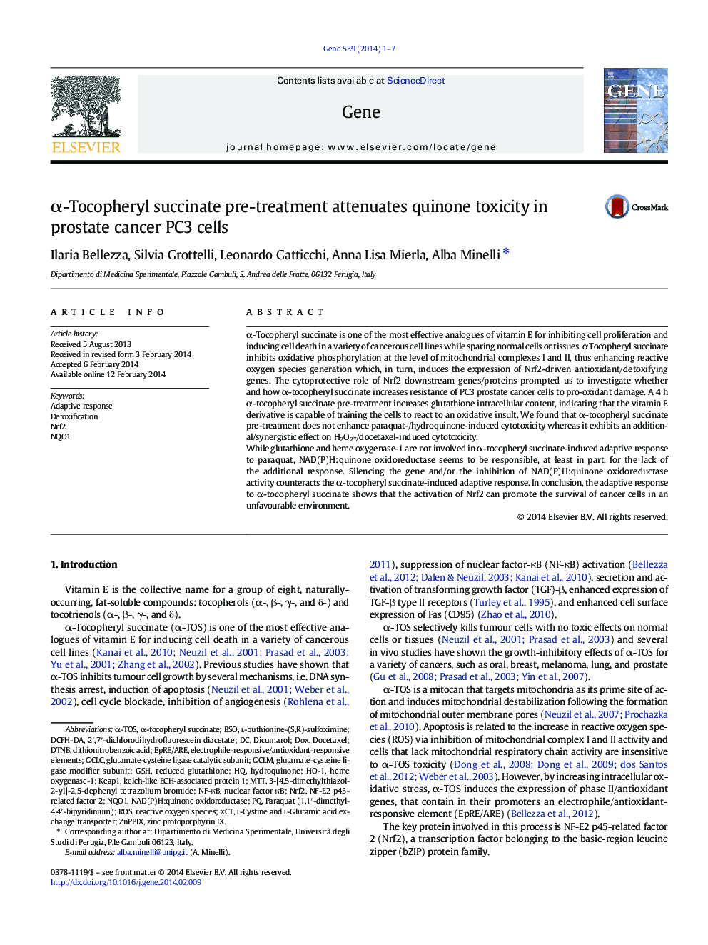 Î±-Tocopheryl succinate pre-treatment attenuates quinone toxicity in prostate cancer PC3 cells