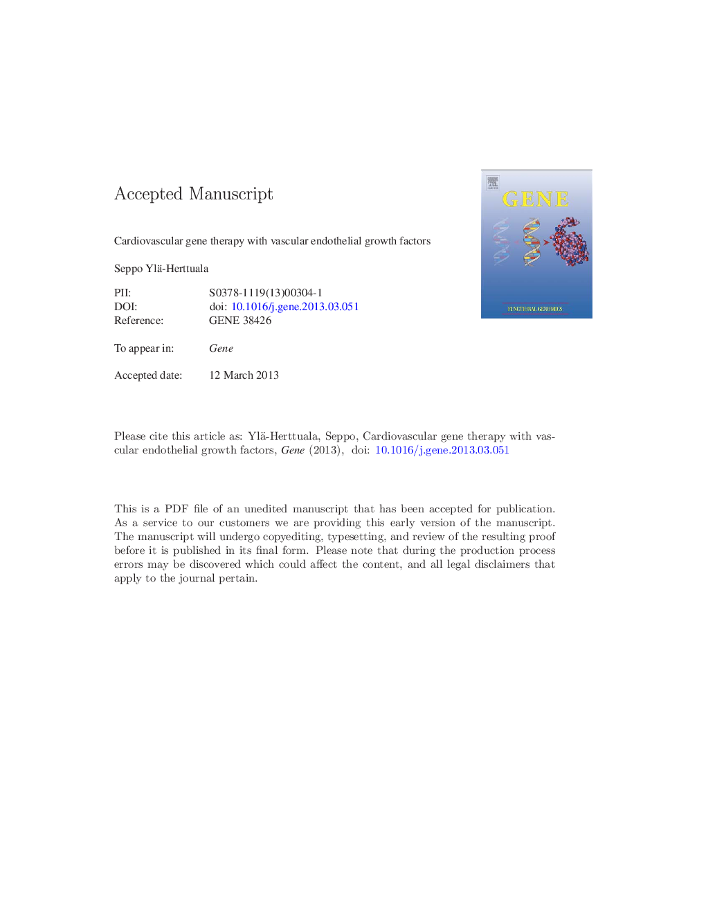 Cardiovascular gene therapy with vascular endothelial growth factors