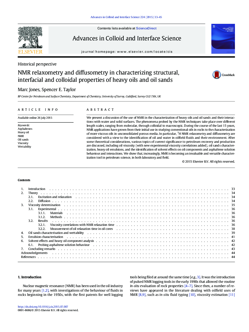 NMR relaxometry and diffusometry in characterizing structural, interfacial and colloidal properties of heavy oils and oil sands