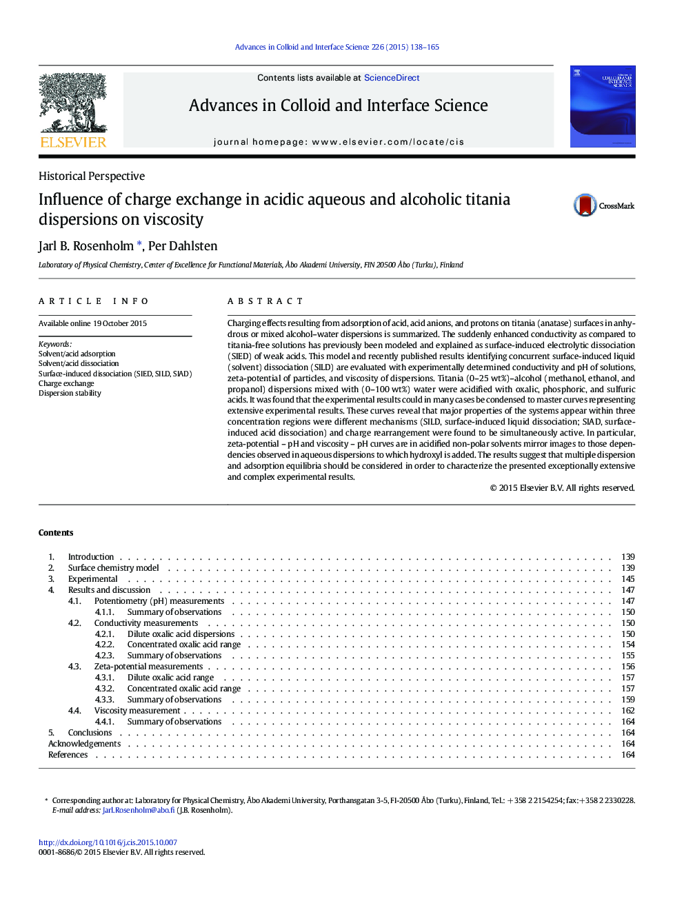 Influence of charge exchange in acidic aqueous and alcoholic titania dispersions on viscosity