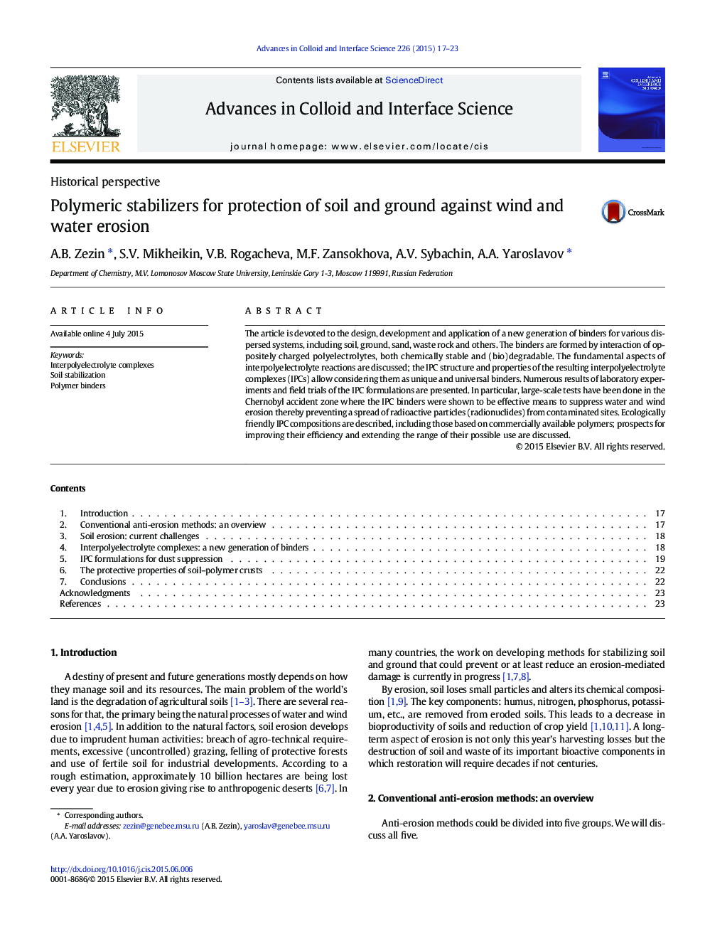 Polymeric stabilizers for protection of soil and ground against wind and water erosion