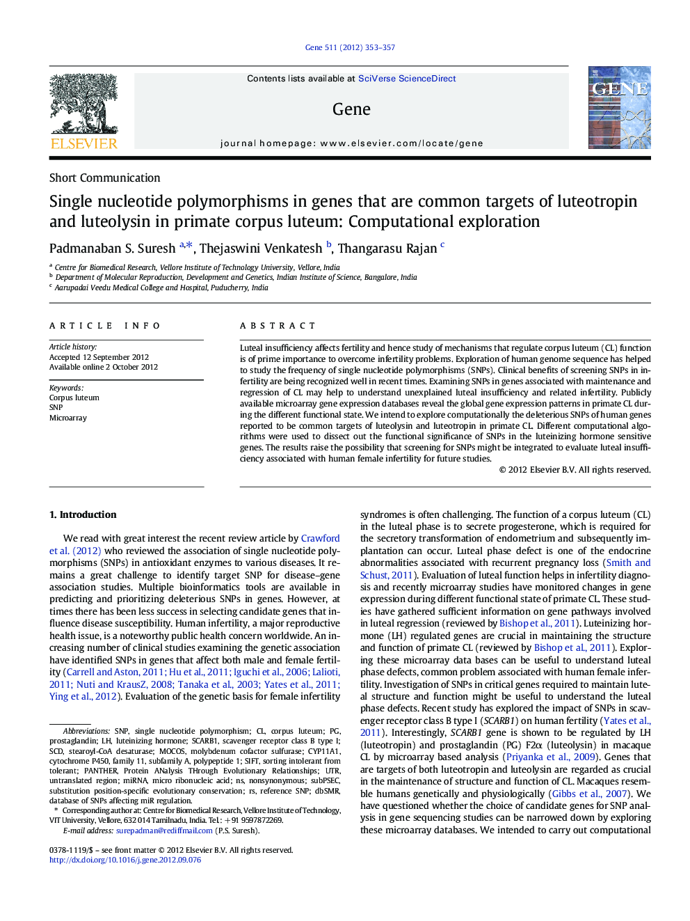 Single nucleotide polymorphisms in genes that are common targets of luteotropin and luteolysin in primate corpus luteum: Computational exploration