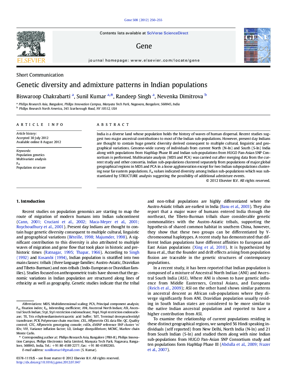 Genetic diversity and admixture patterns in Indian populations