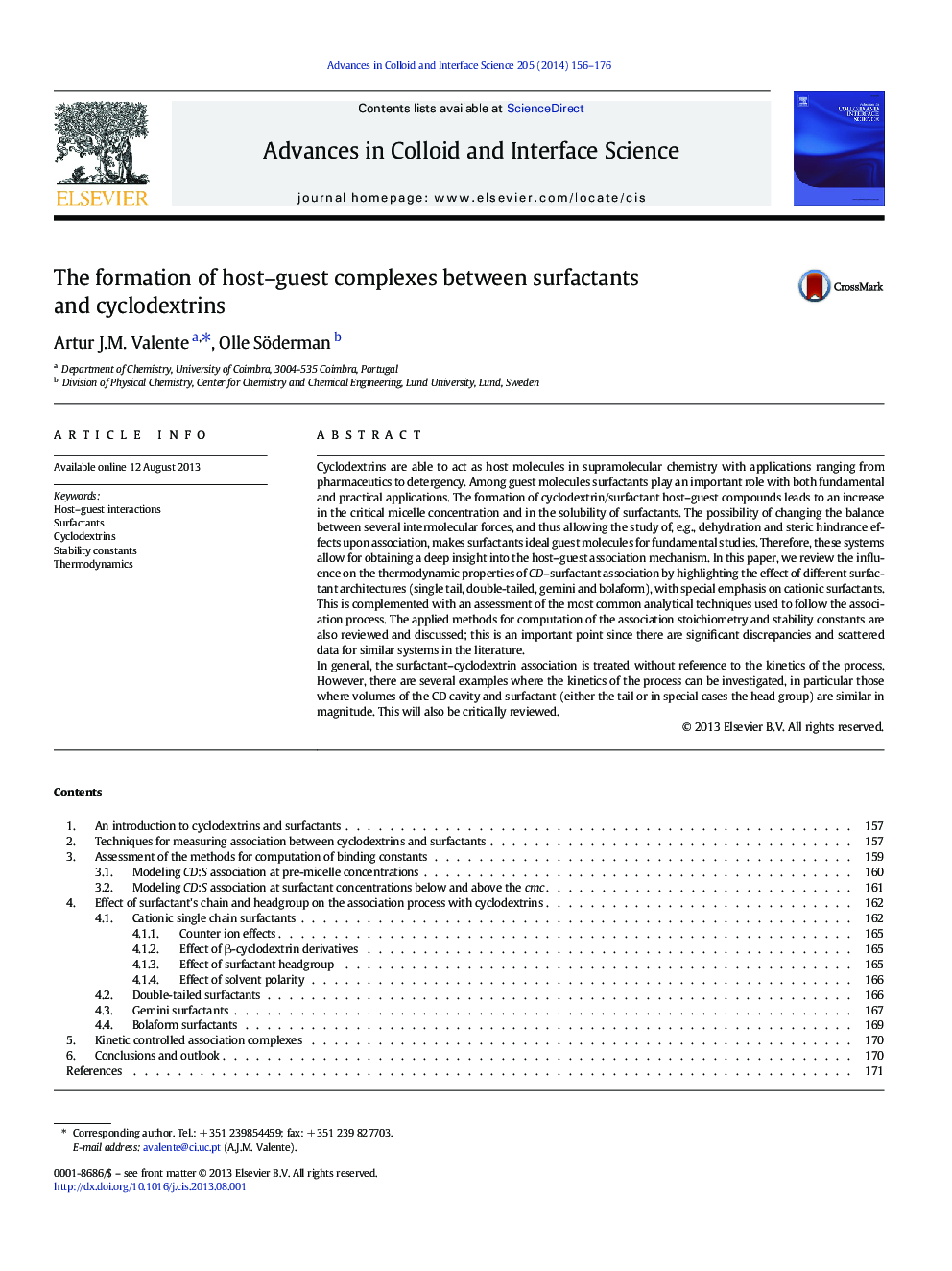 The formation of host–guest complexes between surfactants and cyclodextrins