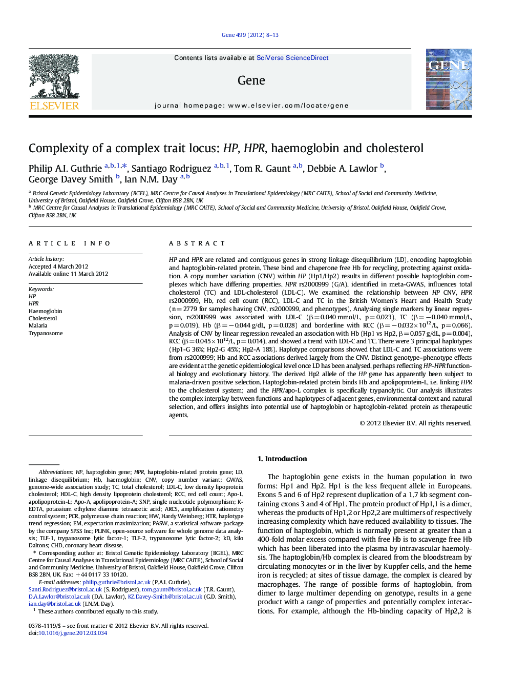 Complexity of a complex trait locus: HP, HPR, haemoglobin and cholesterol