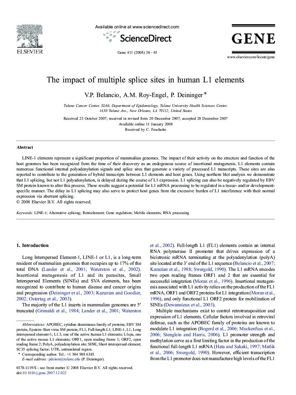 The impact of multiple splice sites in human L1 elements