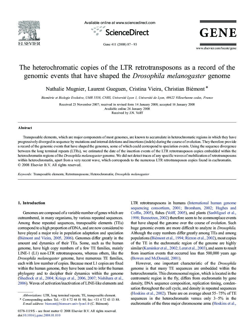 The heterochromatic copies of the LTR retrotransposons as a record of the genomic events that have shaped the Drosophila melanogaster genome