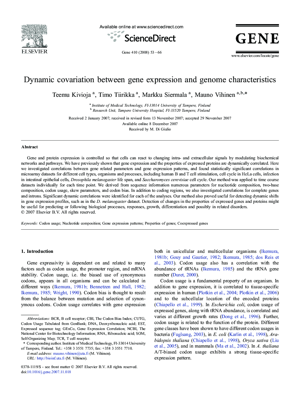 Dynamic covariation between gene expression and genome characteristics