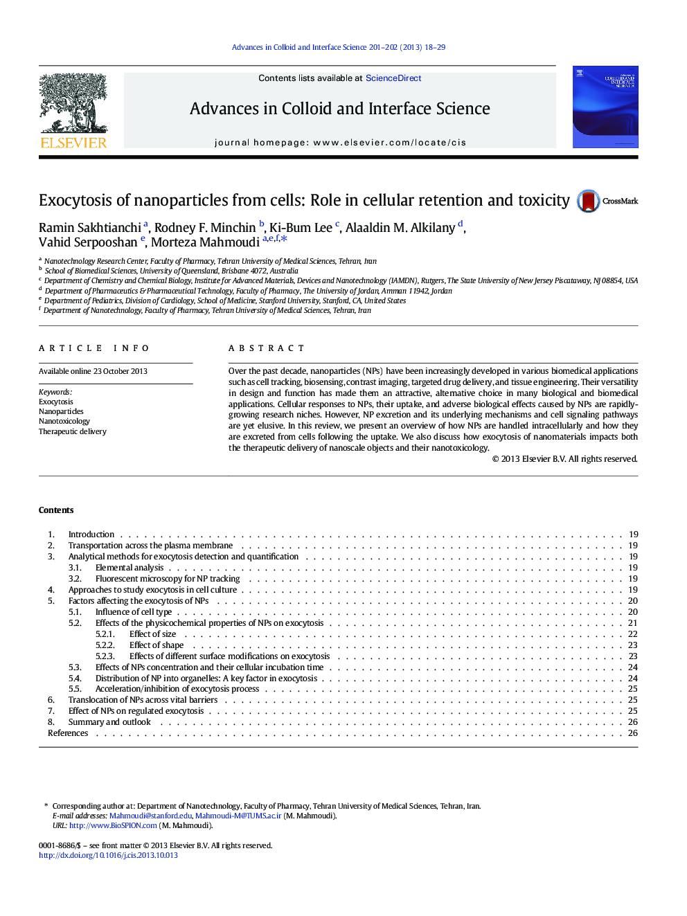 Exocytosis of nanoparticles from cells: Role in cellular retention and toxicity