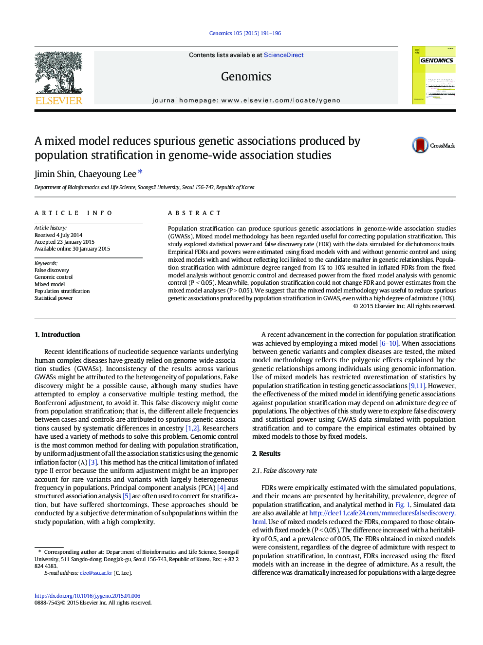 A mixed model reduces spurious genetic associations produced by population stratification in genome-wide association studies