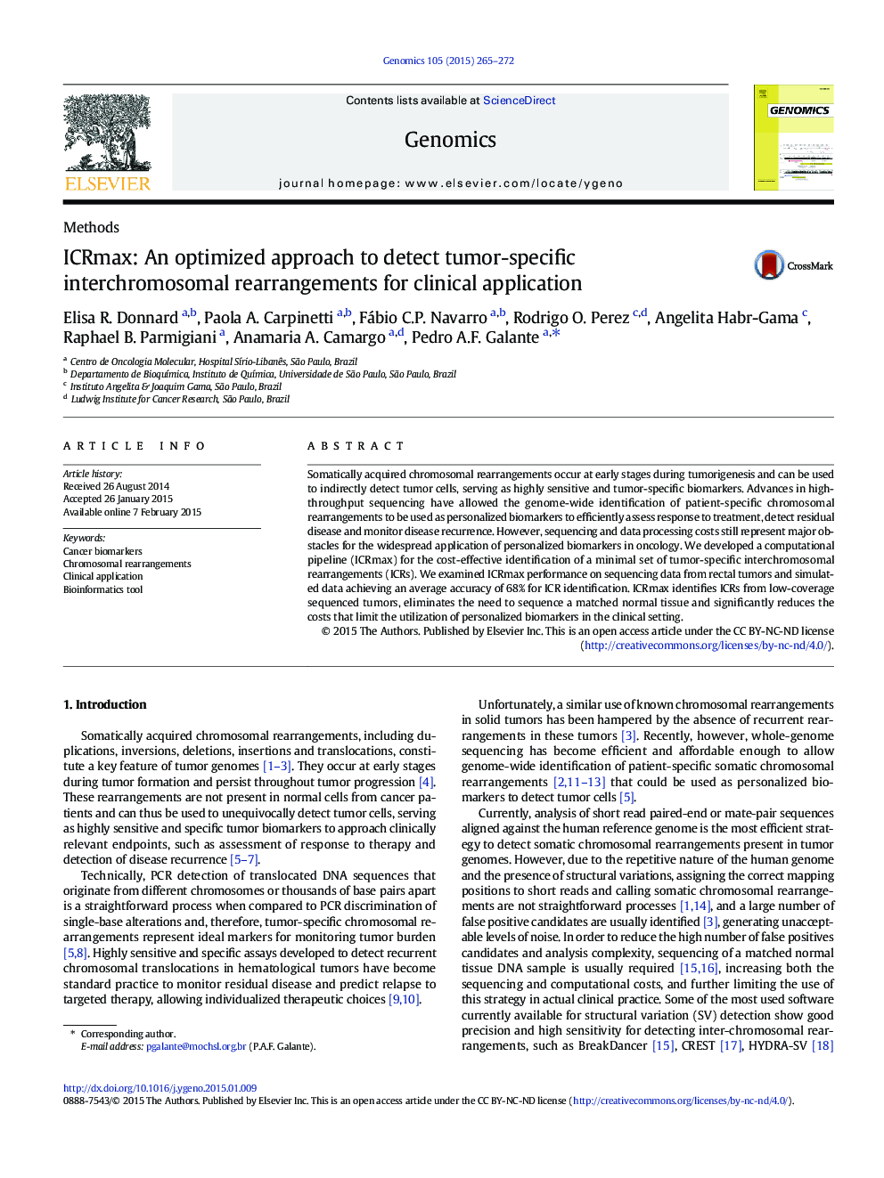 ICRmax: An optimized approach to detect tumor-specific interchromosomal rearrangements for clinical application