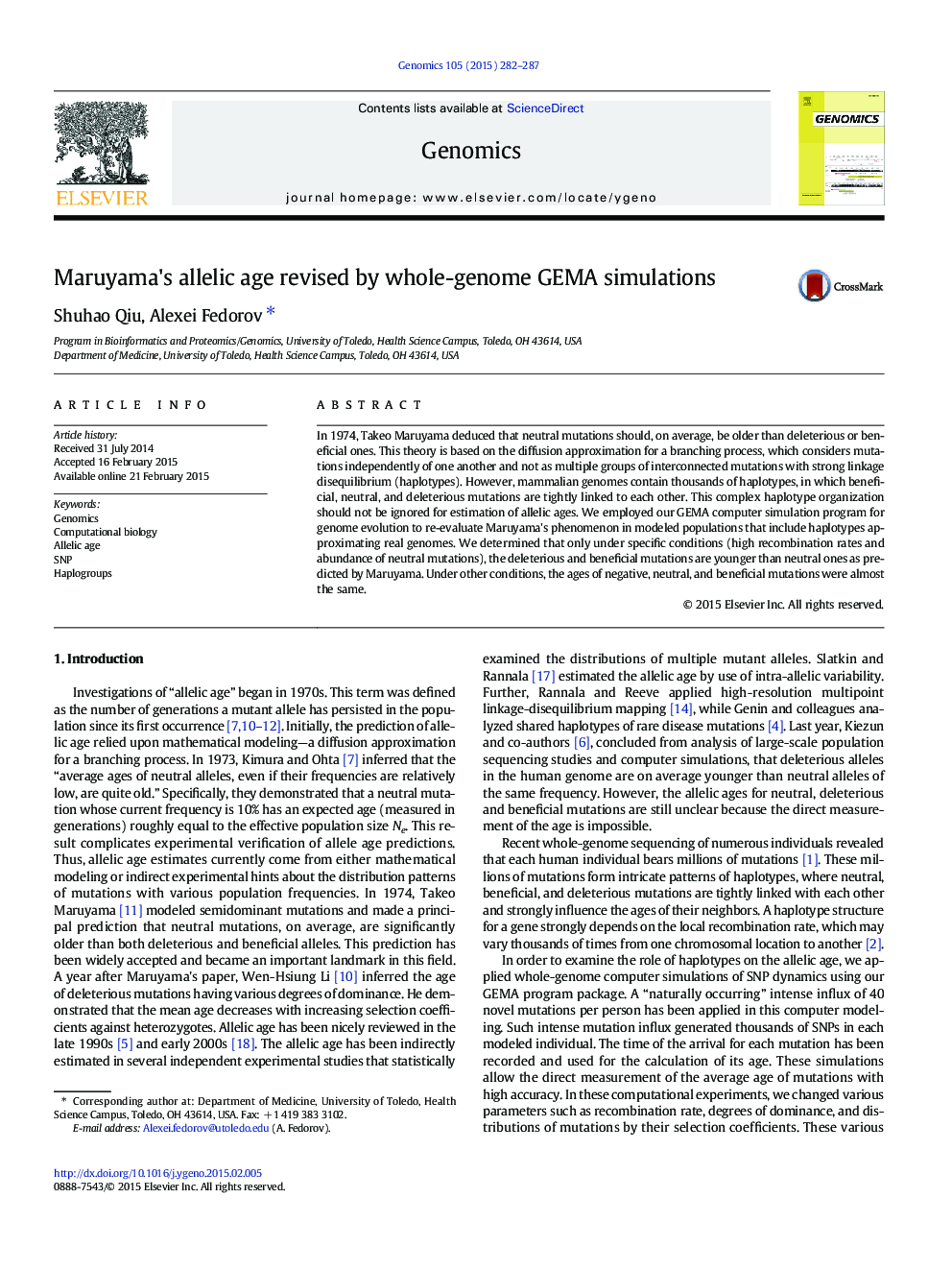 Maruyama's allelic age revised by whole-genome GEMA simulations