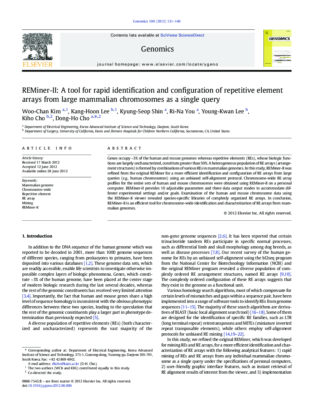 REMiner-II: A tool for rapid identification and configuration of repetitive element arrays from large mammalian chromosomes as a single query