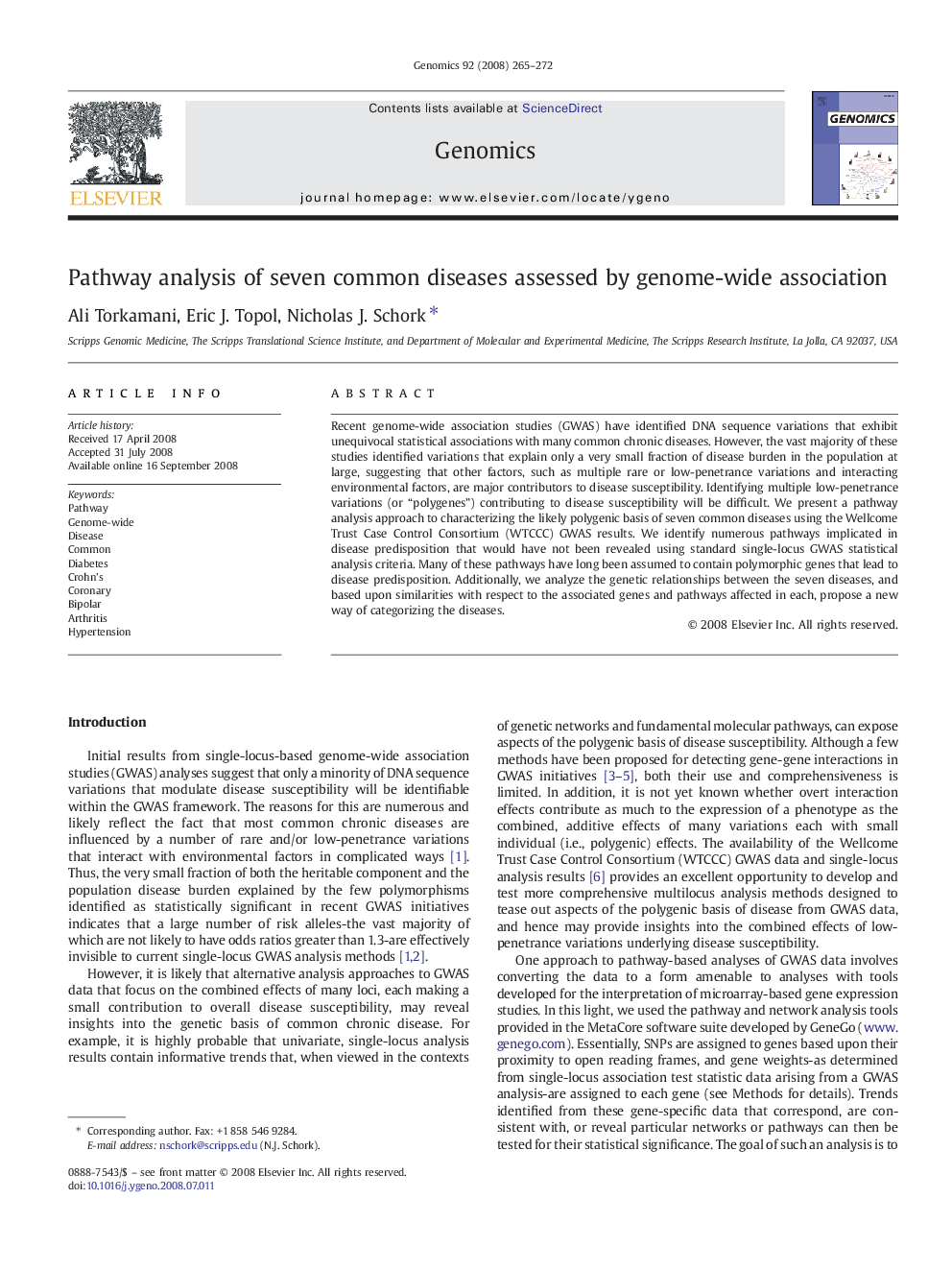 Pathway analysis of seven common diseases assessed by genome-wide association