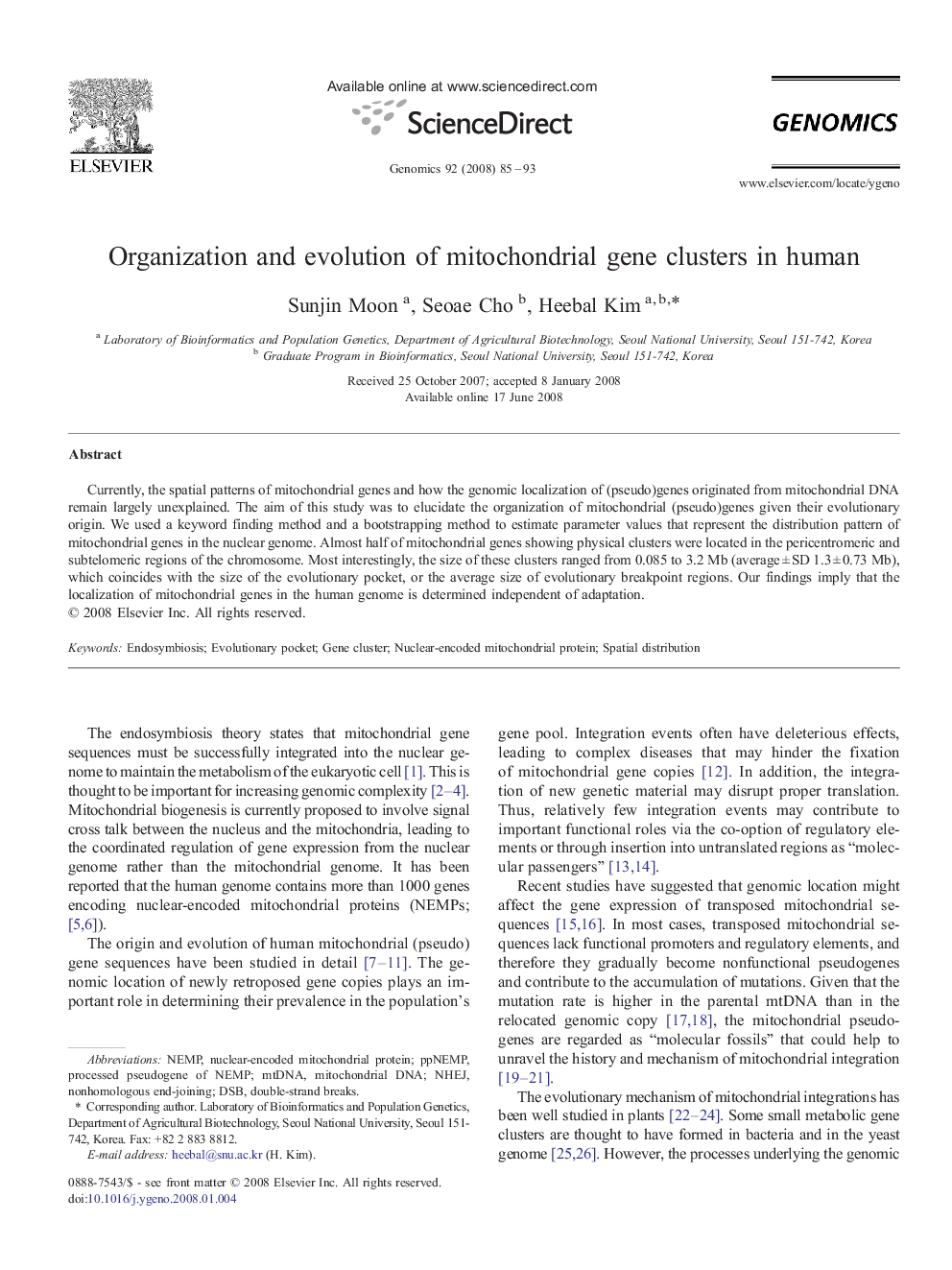 Organization and evolution of mitochondrial gene clusters in human