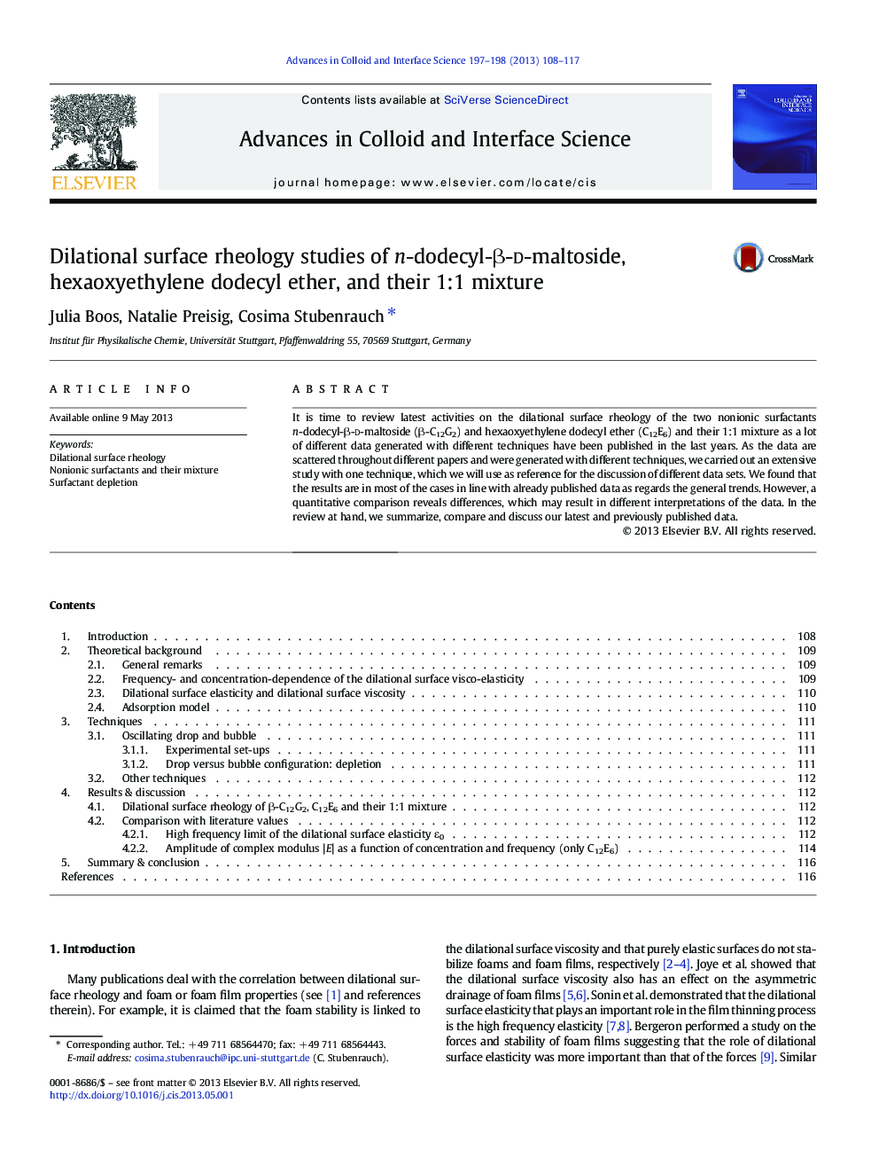 Dilational surface rheology studies of n-dodecyl-β-d-maltoside, hexaoxyethylene dodecyl ether, and their 1:1 mixture