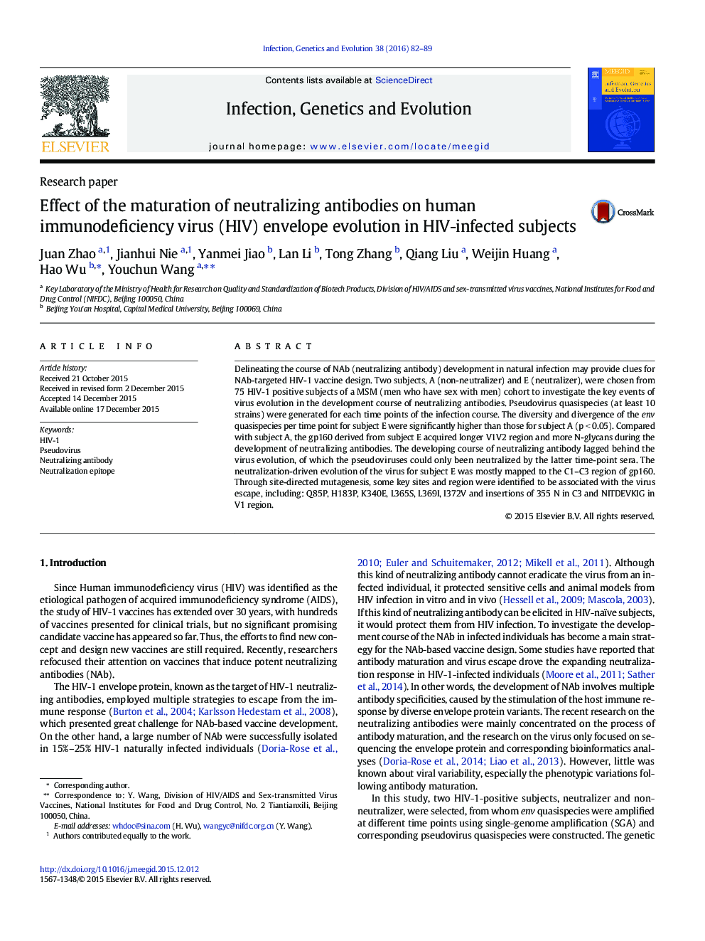 Effect of the maturation of neutralizing antibodies on human immunodeficiency virus (HIV) envelope evolution in HIV-infected subjects