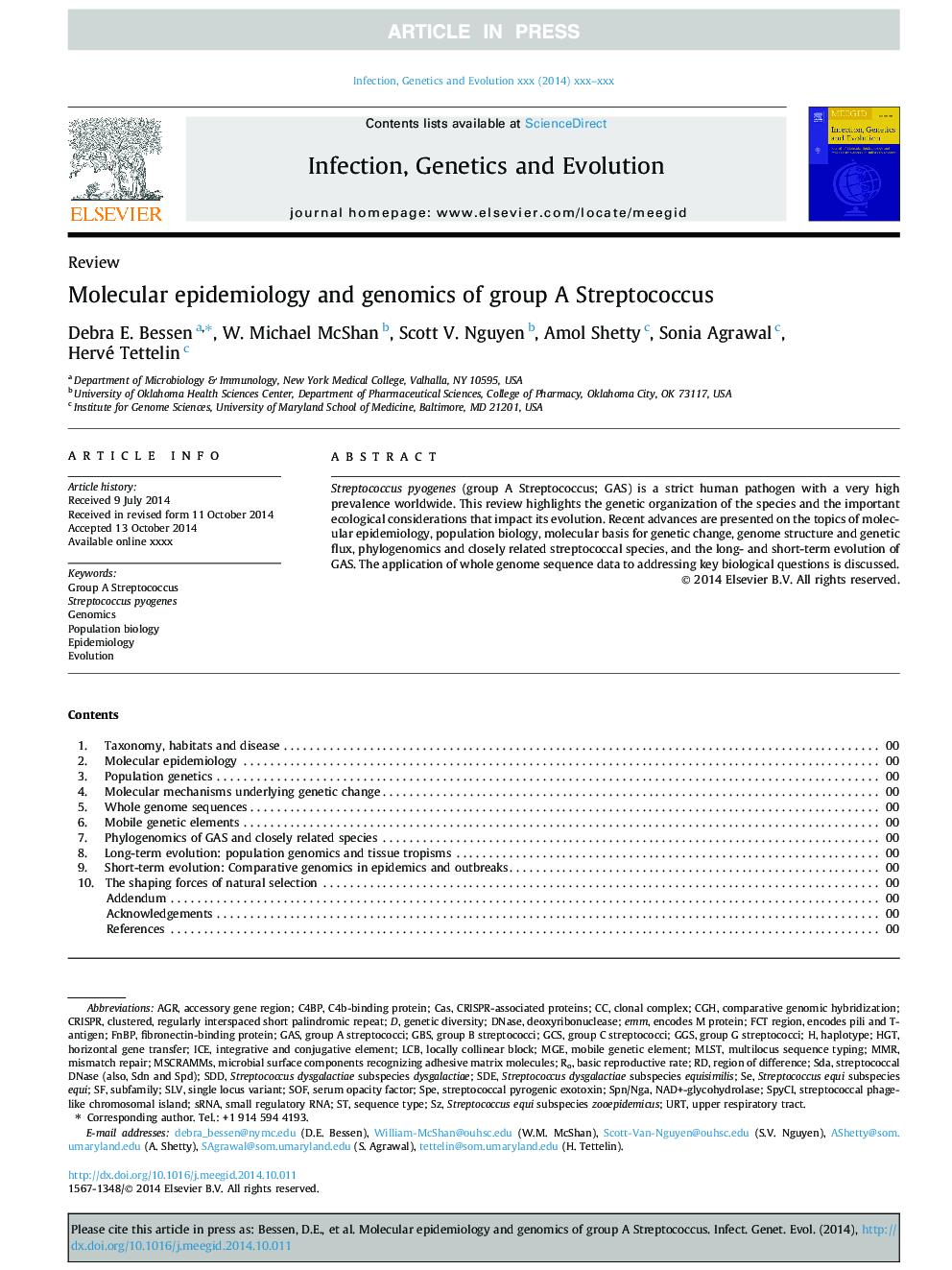 Molecular epidemiology and genomics of group A Streptococcus