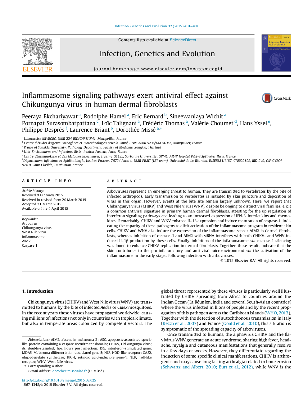 Inflammasome signaling pathways exert antiviral effect against Chikungunya virus in human dermal fibroblasts