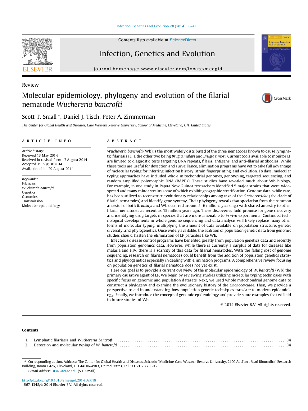 Molecular epidemiology, phylogeny and evolution of the filarial nematode Wuchereria bancrofti