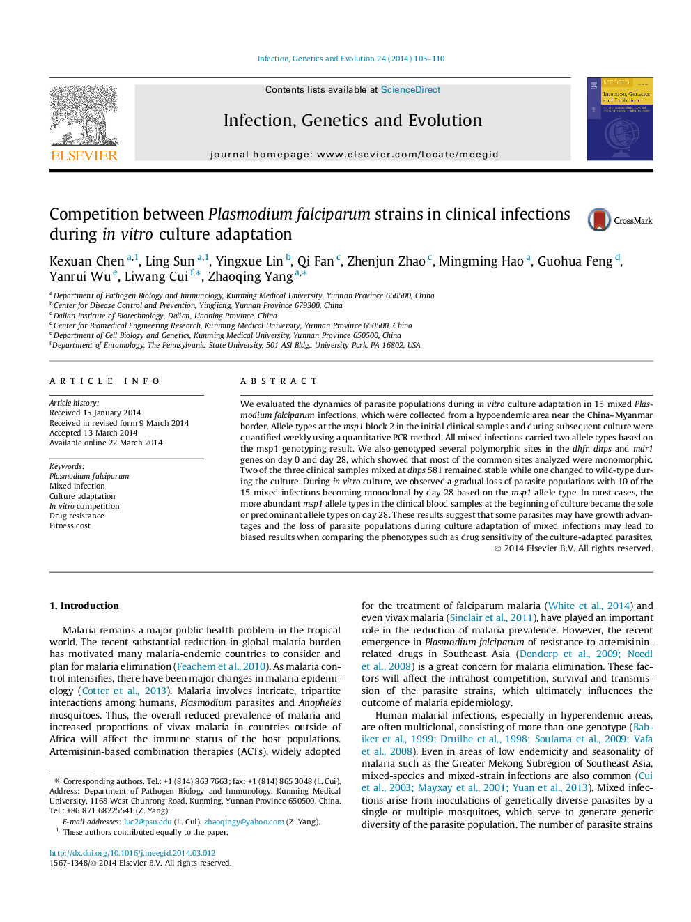 Competition between Plasmodium falciparum strains in clinical infections during in vitro culture adaptation