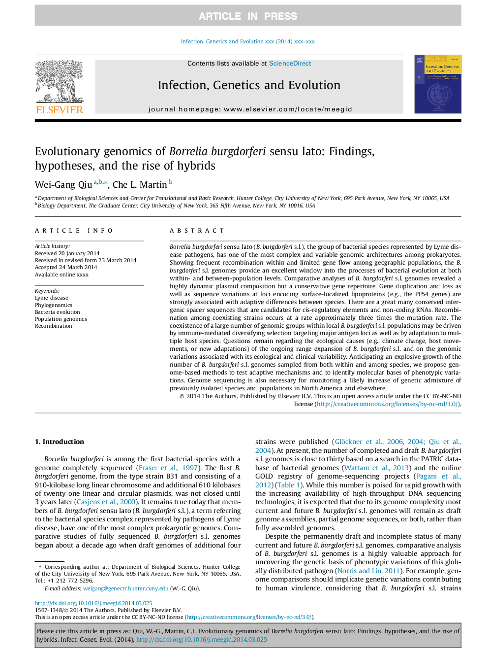 Evolutionary genomics of Borrelia burgdorferi sensu lato: Findings, hypotheses, and the rise of hybrids