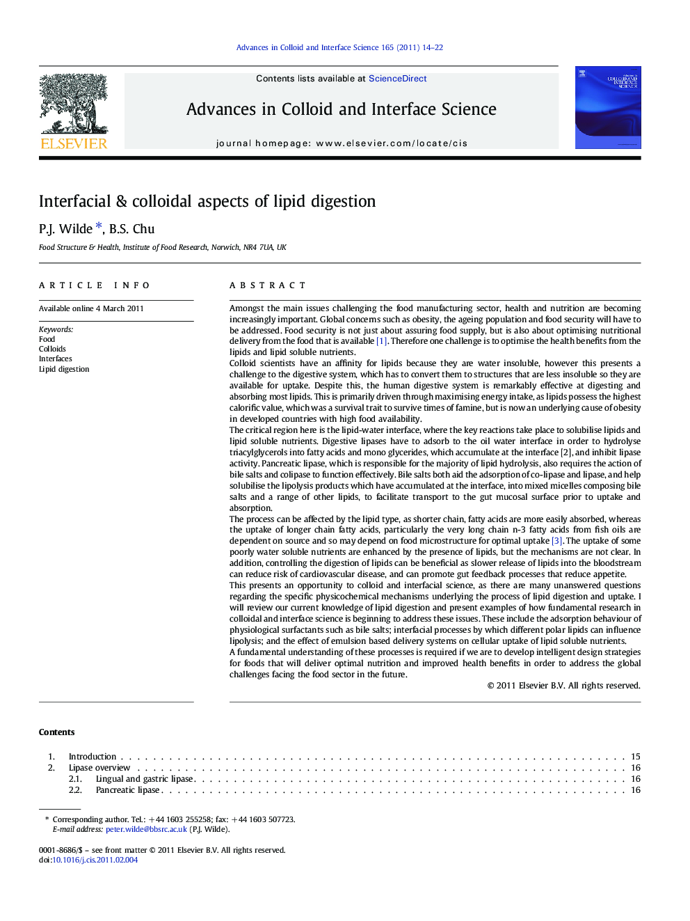 Interfacial & colloidal aspects of lipid digestion