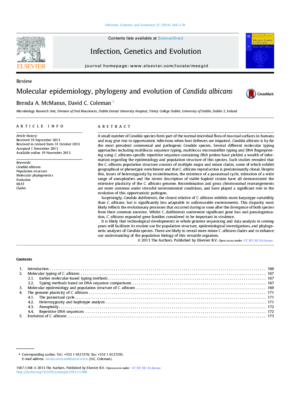 ReviewMolecular epidemiology, phylogeny and evolution of Candida albicans