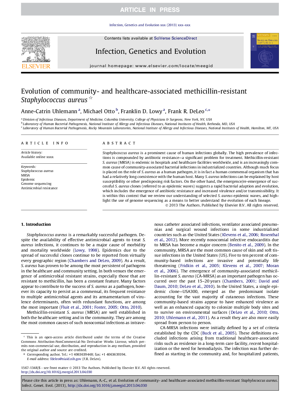 Evolution of community- and healthcare-associated methicillin-resistant Staphylococcus aureus