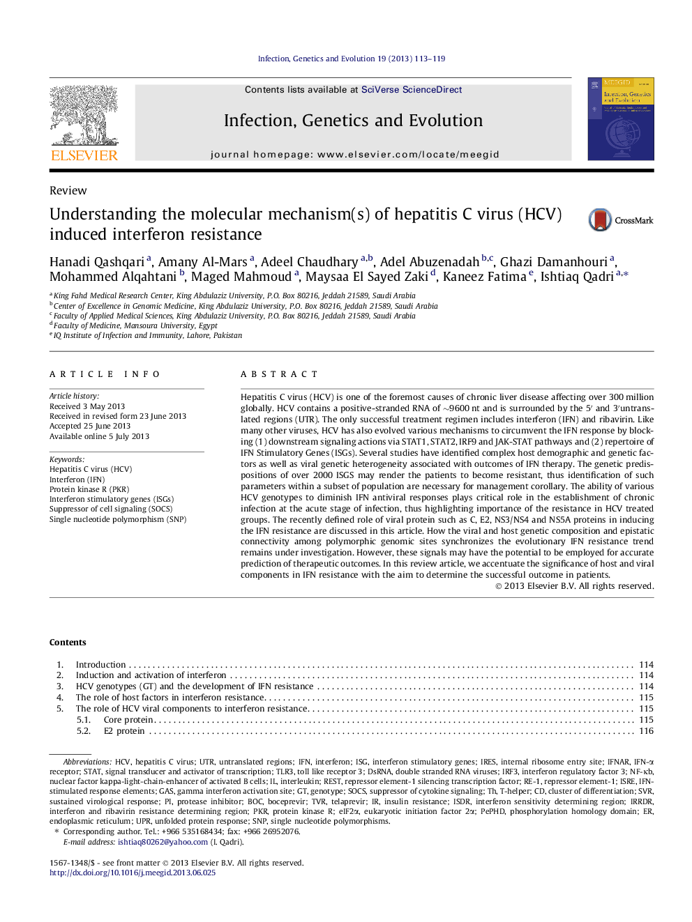 Understanding the molecular mechanism(s) of hepatitis C virus (HCV) induced interferon resistance