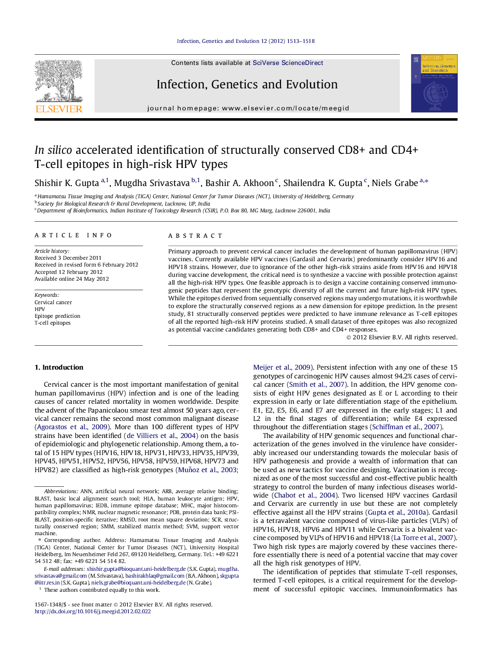 In silico accelerated identification of structurally conserved CD8+ and CD4+ T-cell epitopes in high-risk HPV types