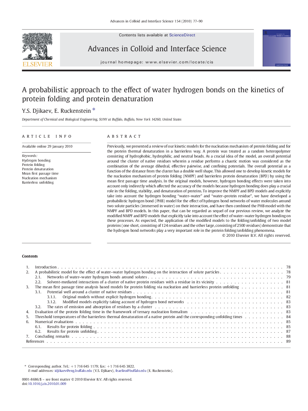 A probabilistic approach to the effect of water hydrogen bonds on the kinetics of protein folding and protein denaturation