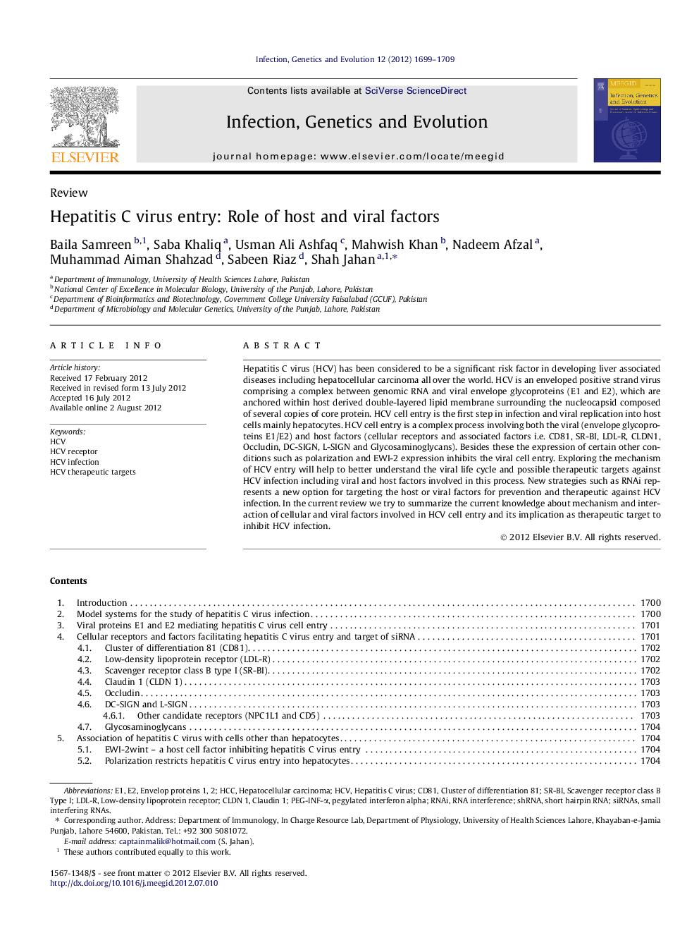 Hepatitis C virus entry: Role of host and viral factors