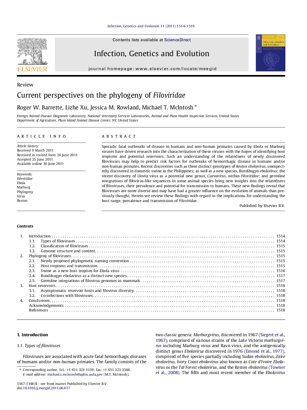 Current perspectives on the phylogeny of Filoviridae