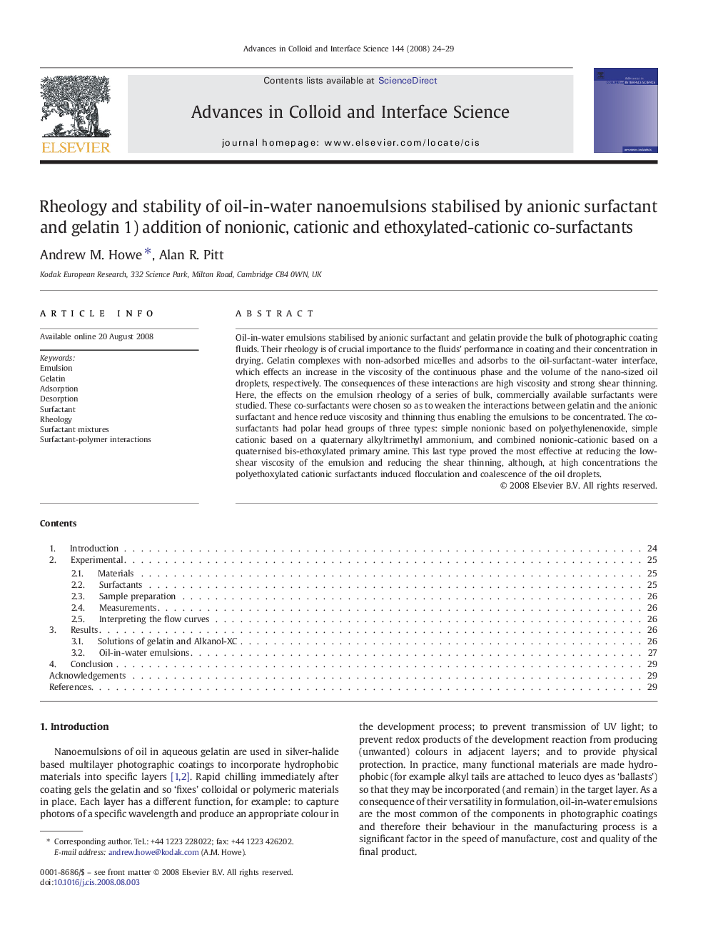 Rheology and stability of oil-in-water nanoemulsions stabilised by anionic surfactant and gelatin 1) addition of nonionic, cationic and ethoxylated-cationic co-surfactants