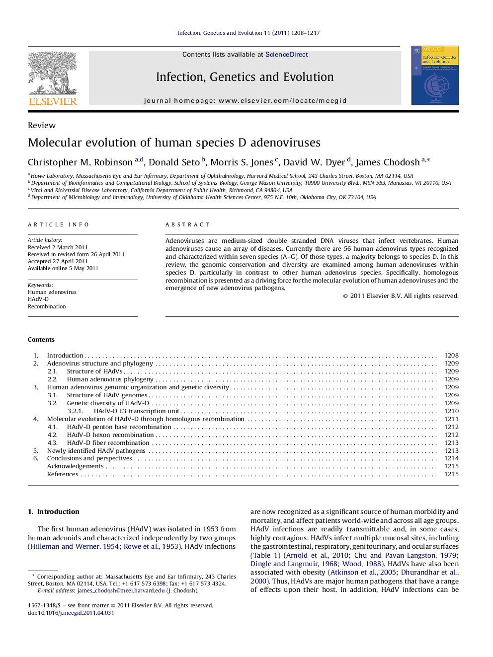 Molecular evolution of human species D adenoviruses