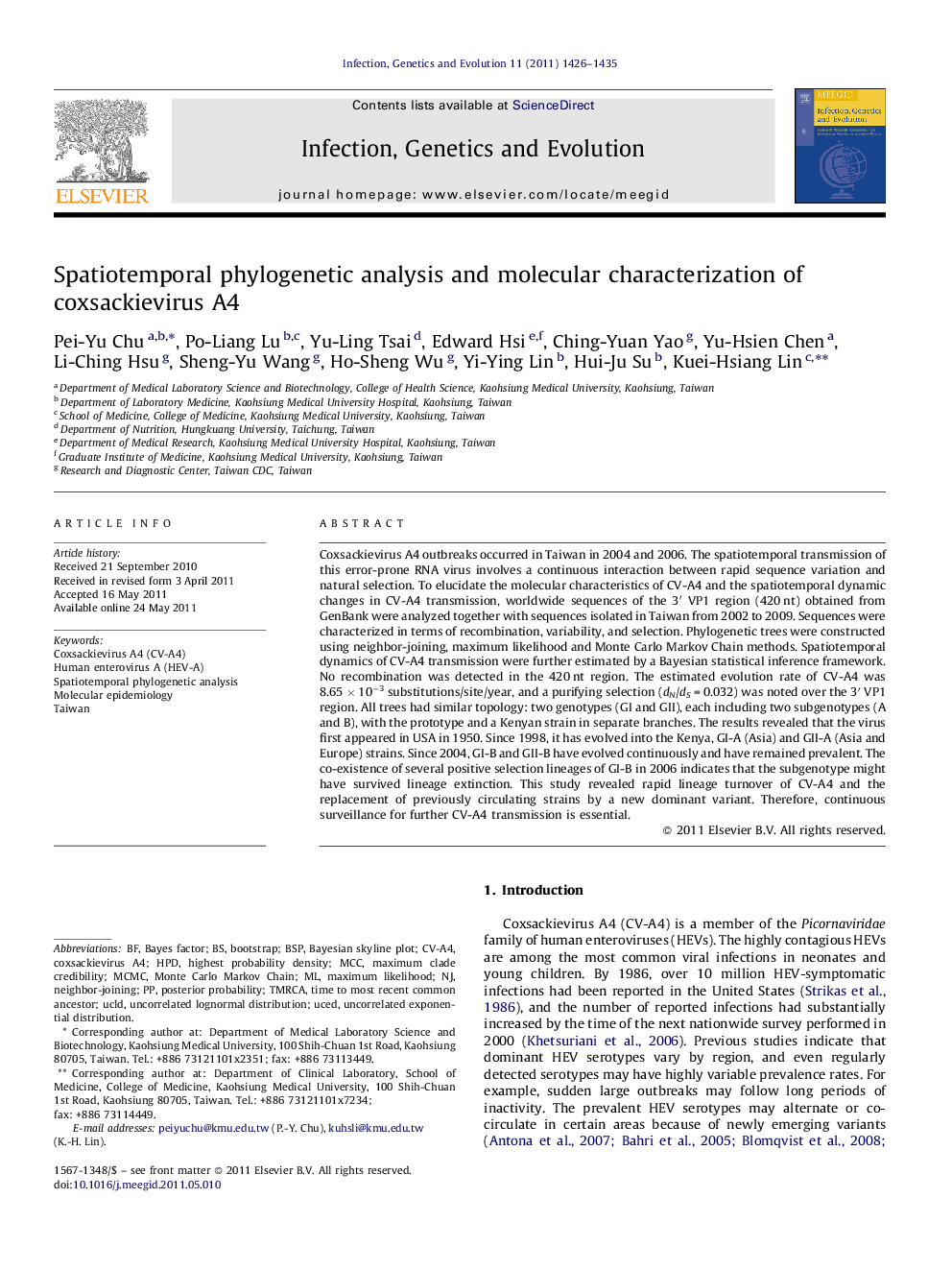 Spatiotemporal phylogenetic analysis and molecular characterization of coxsackievirus A4