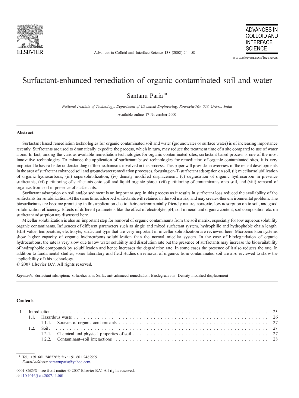 Surfactant-enhanced remediation of organic contaminated soil and water