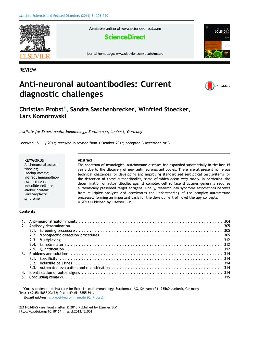 Anti-neuronal autoantibodies: Current diagnostic challenges