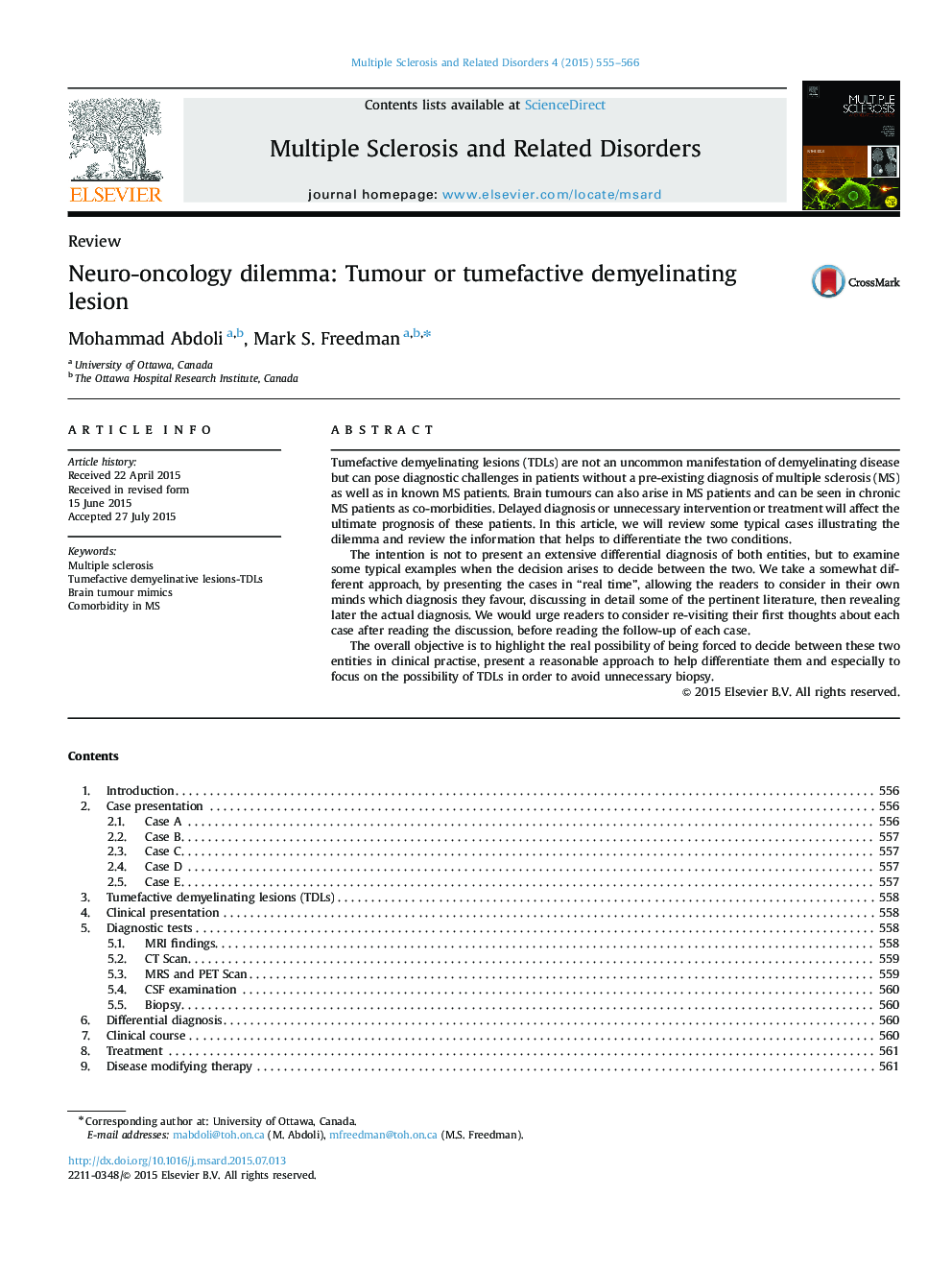 ReviewNeuro-oncology dilemma: Tumour or tumefactive demyelinating lesion