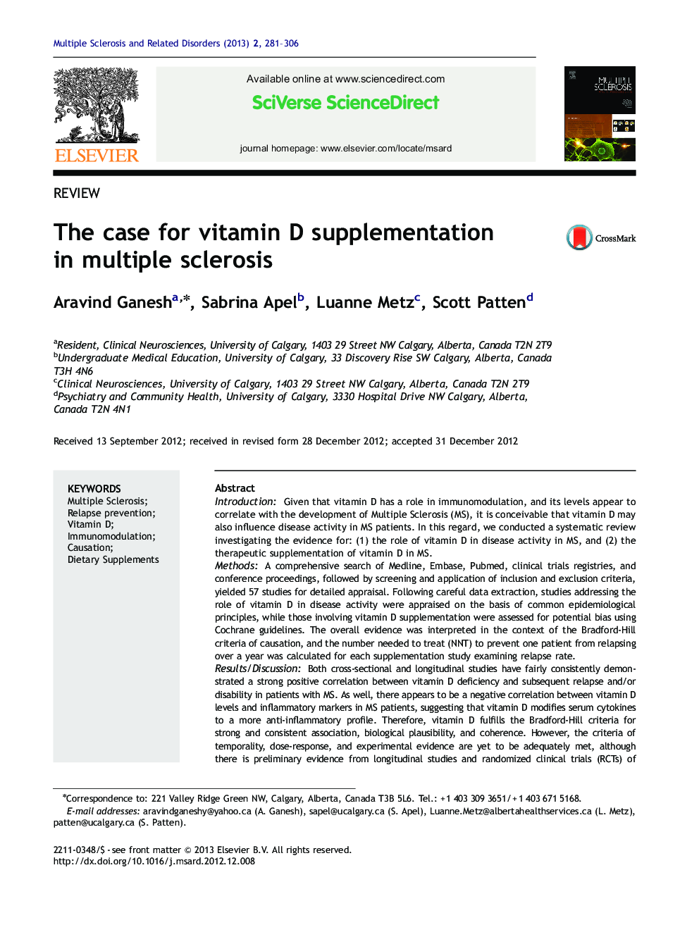 The case for vitamin D supplementation in multiple sclerosis