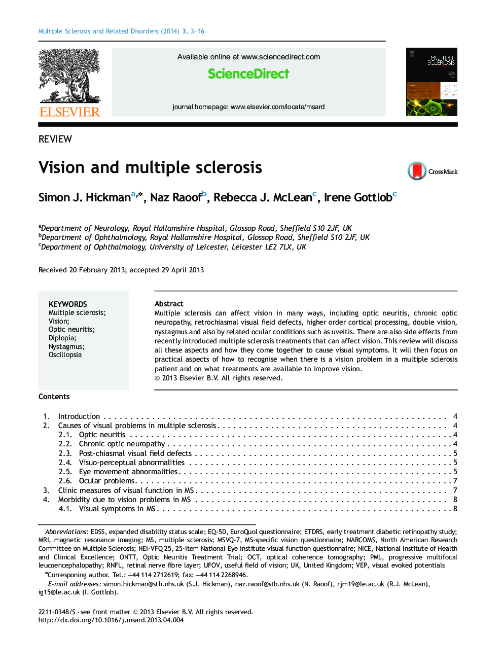 Vision and multiple sclerosis