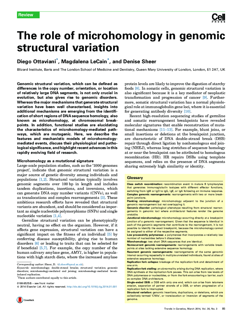 The role of microhomology in genomic structural variation