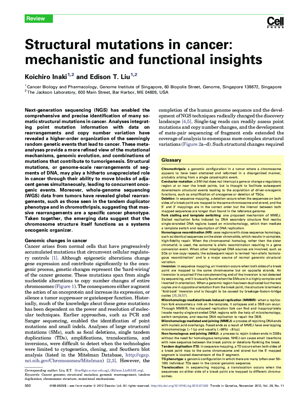 Structural mutations in cancer: mechanistic and functional insights