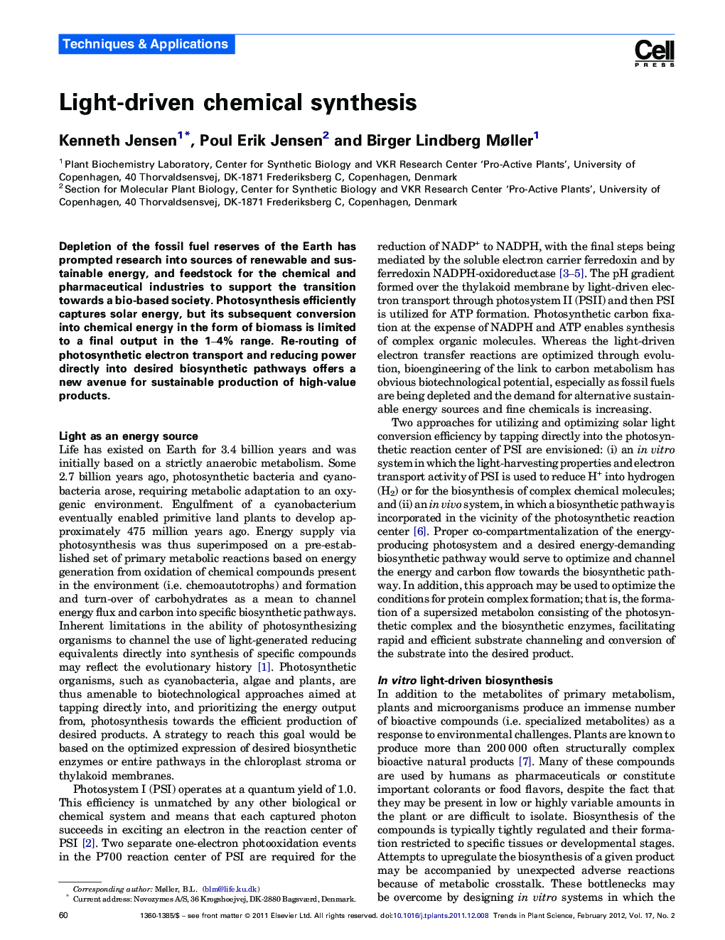 Light-driven chemical synthesis