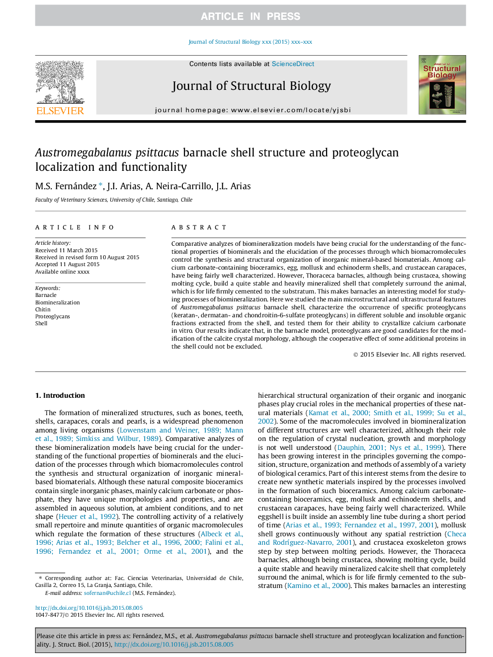 Austromegabalanus psittacus barnacle shell structure and proteoglycan localization and functionality