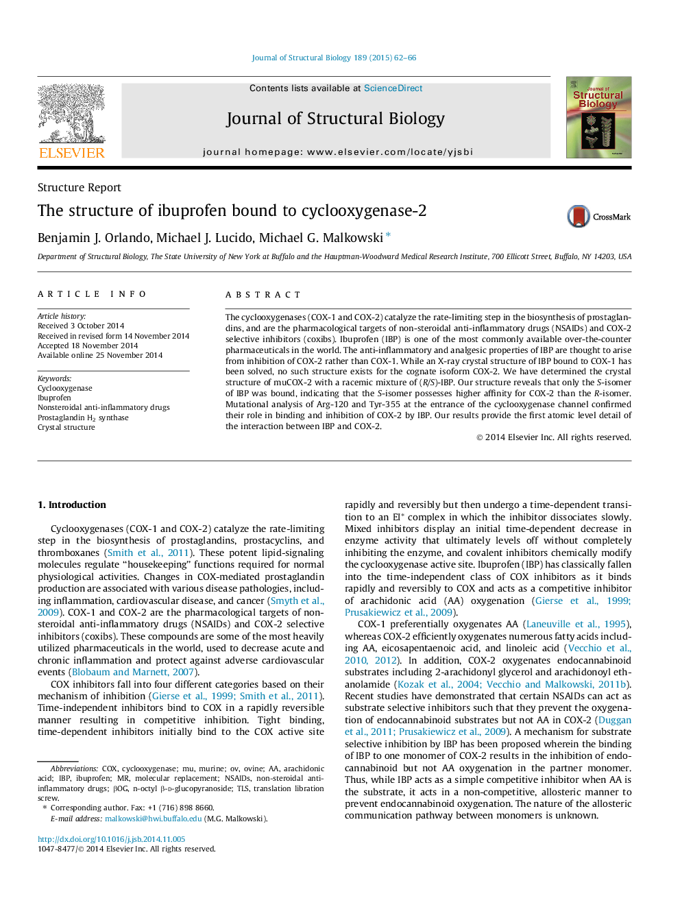 The structure of ibuprofen bound to cyclooxygenase-2